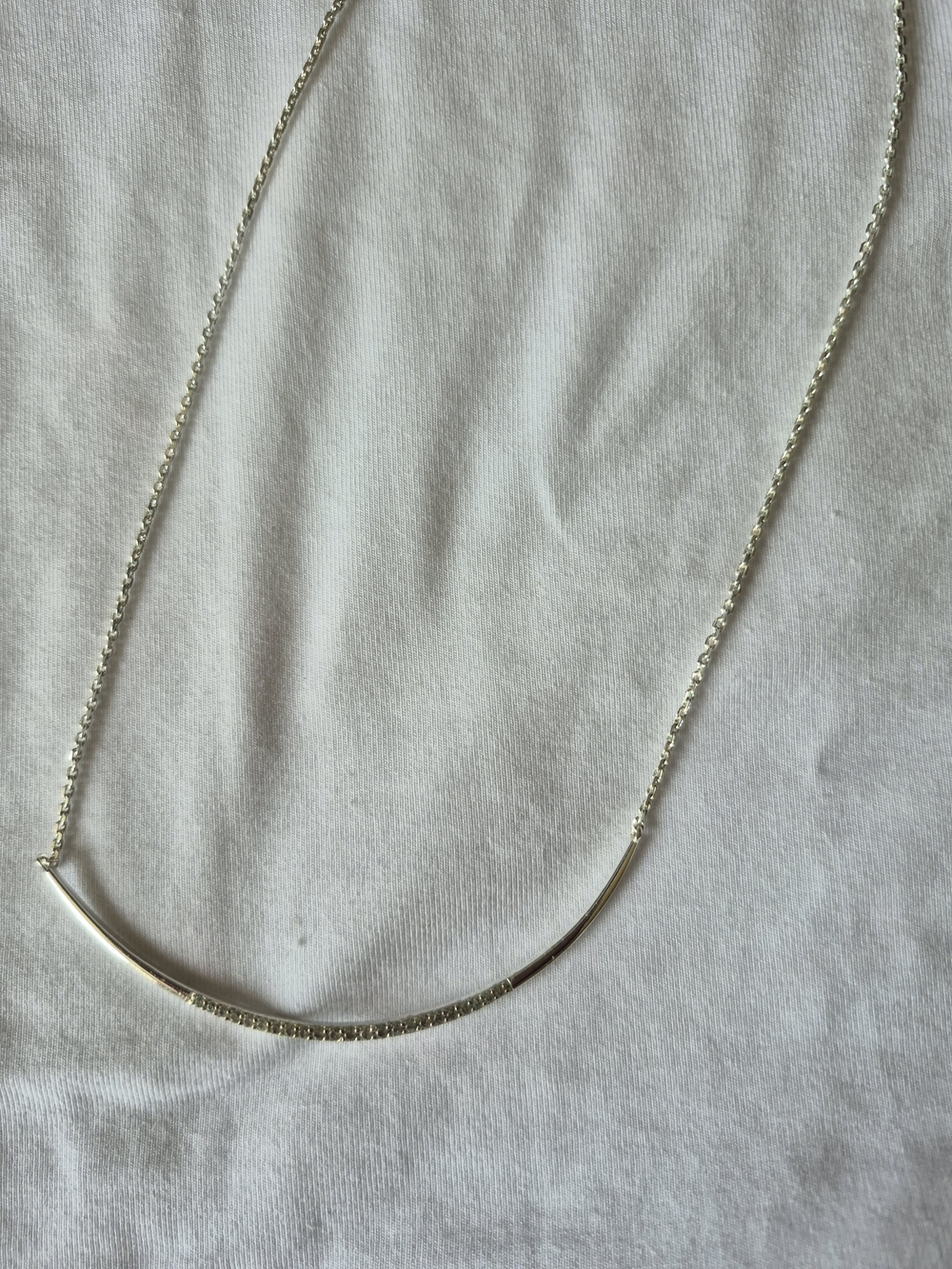 Stella & Dot Silver Curved Bar Necklace - Elegant Women’s Jewelry
